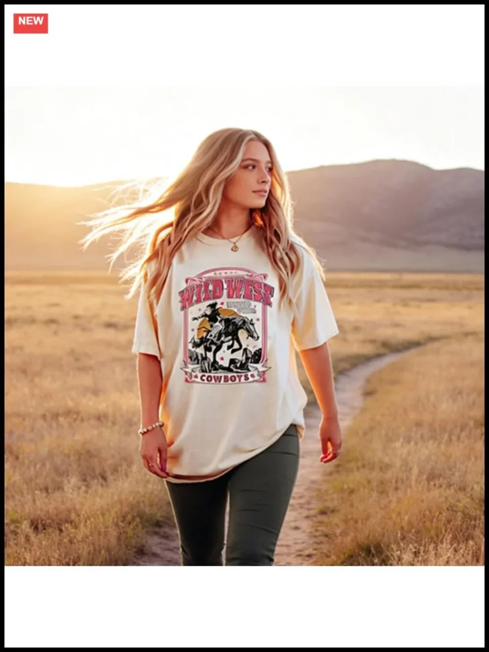 Women's Oversized Cowgirl Graphic Tee Western Rodeo Country Music Shirt Cotton